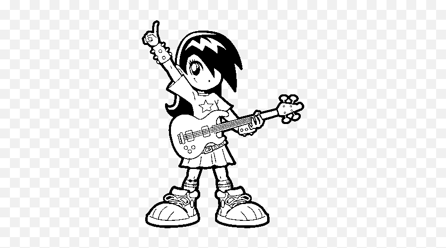 Rocker Girl Coloring Page - Dibujo Rockero Para Colorear Emoji,Rocker Emoticons