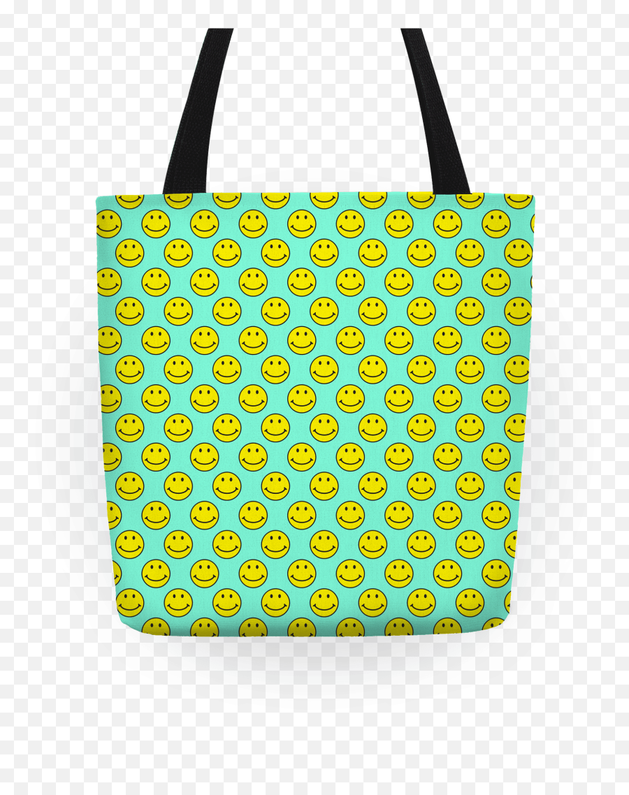 Teal Smiley Face Pattern Totes - Tote Bag Emoji,Emoji Tote Bag
