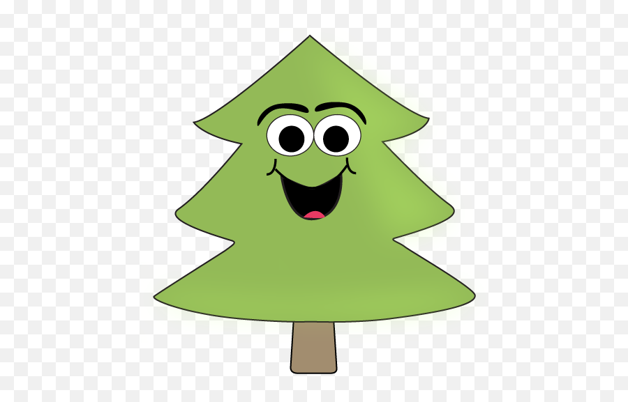 Clipart Christmas Tree With Face - Clipart Cartoon Pine Tree Emoji,Christmas Clip Art Emotions