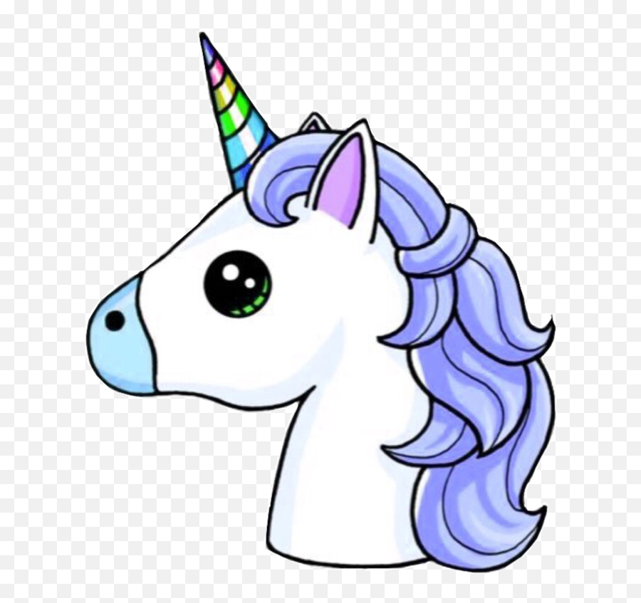 Unicorn Head Unicornhead Blue Rainbow - Unicorn Kawaii Easy Drawings Emoji,Blue Head Emoji