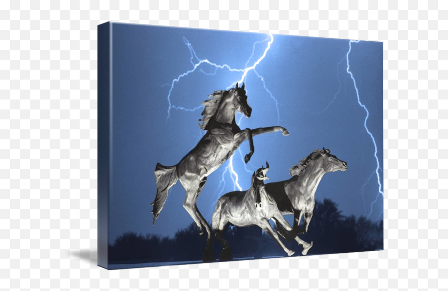 Lightning Bolts At Horse World Bw Color Print By James Emoji,A Horse And A Bolt Of Lightning Emoji