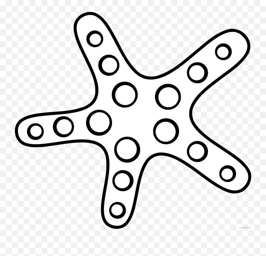 Starfish Outline Coloring Pages Starfish Monochrome - Starfish Clip Art Black And White Emoji,Starfish Emoji