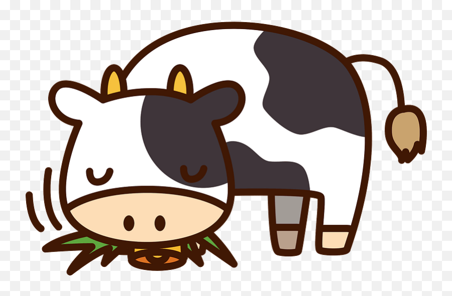 Cow Eating Grass Clipart - Cow Eating Clipart Png Emoji,Eating Emoji Png
