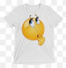 Smiley Funny Face Emoji Short Sleeve T - White Shirt With Gold And Red Logo,Emoji With Eyelashes