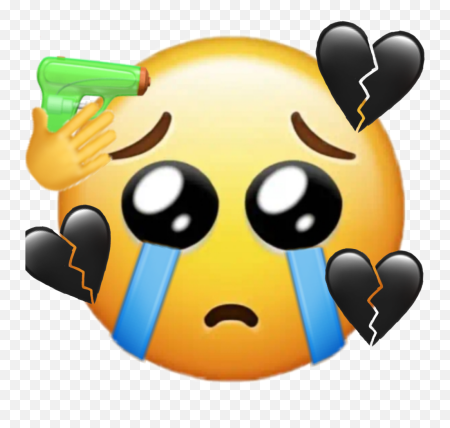 Gun Sad Heartbreak Sticker - Crying Plus Heart Emoji,Depressed Cartoon Emojis