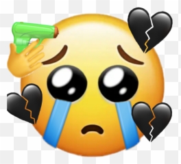 Gun Sad Heartbreak Sticker - Crying Plus Heart Emoji,Depressed Cartoon Emojis
