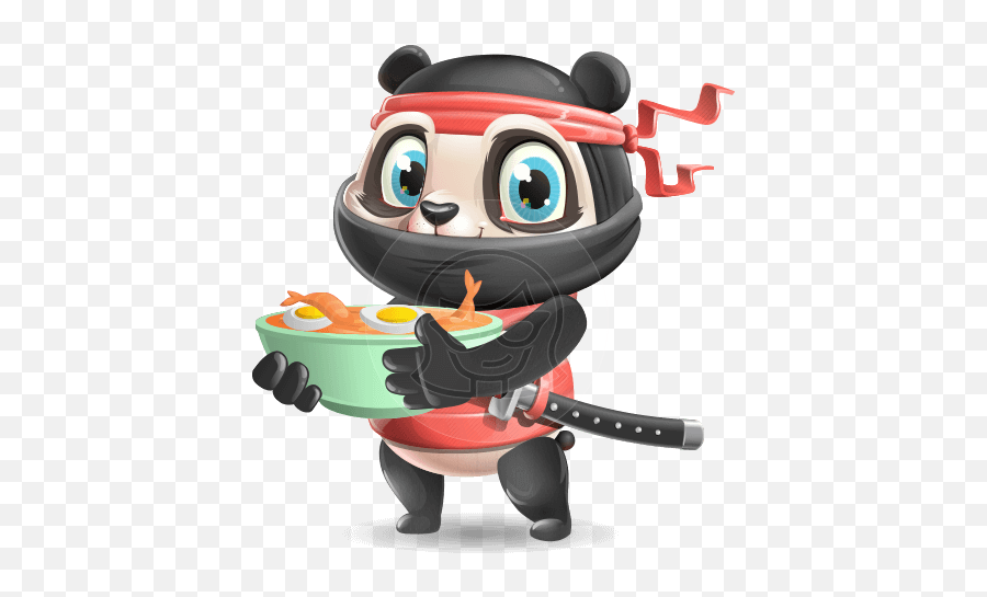 Vector Cartoon Characters Graphicmama - Ninja Panda Characters Emoji,Animated Ninja Emoticons