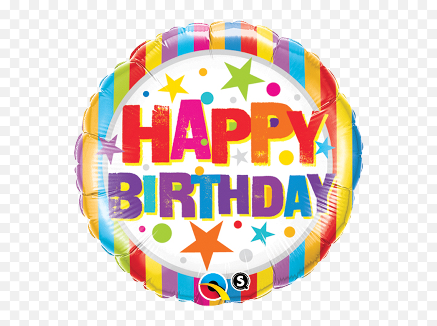 18 Happy Birthday Stripes U0026 Stars Qualatex Foil Balloon - Happy Birthday Redondo Emoji,Happy Birthday Emoji Texts