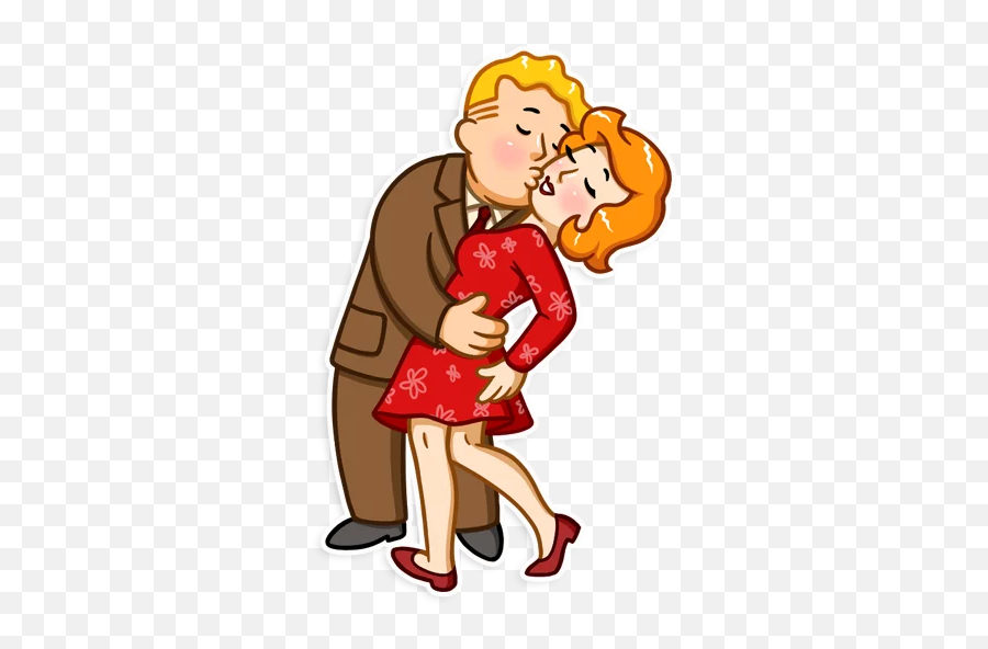 Telegram Sticker 19 From Collection Fallout Vault Boy Emoji,Guy And Girl Kissing Emoji