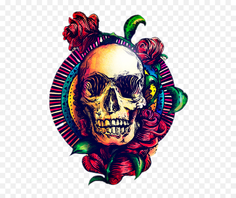 Download Art Skeleton Skull Calavera - Skull Art Color Emoji,Emoticon De Calavera