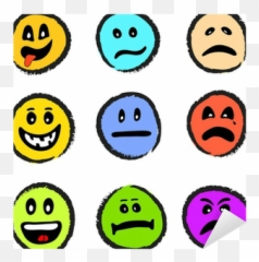 Set Of Emoticon Doodle Expressions - Happy Emoji,Emoticon Doodle