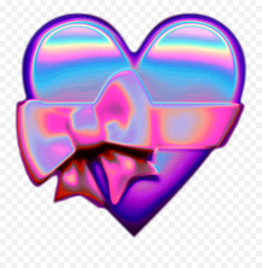 Holo Holographic Heart Bow Sticker - Love Heart Aesthetic Emoji,Heart Bow Emoji