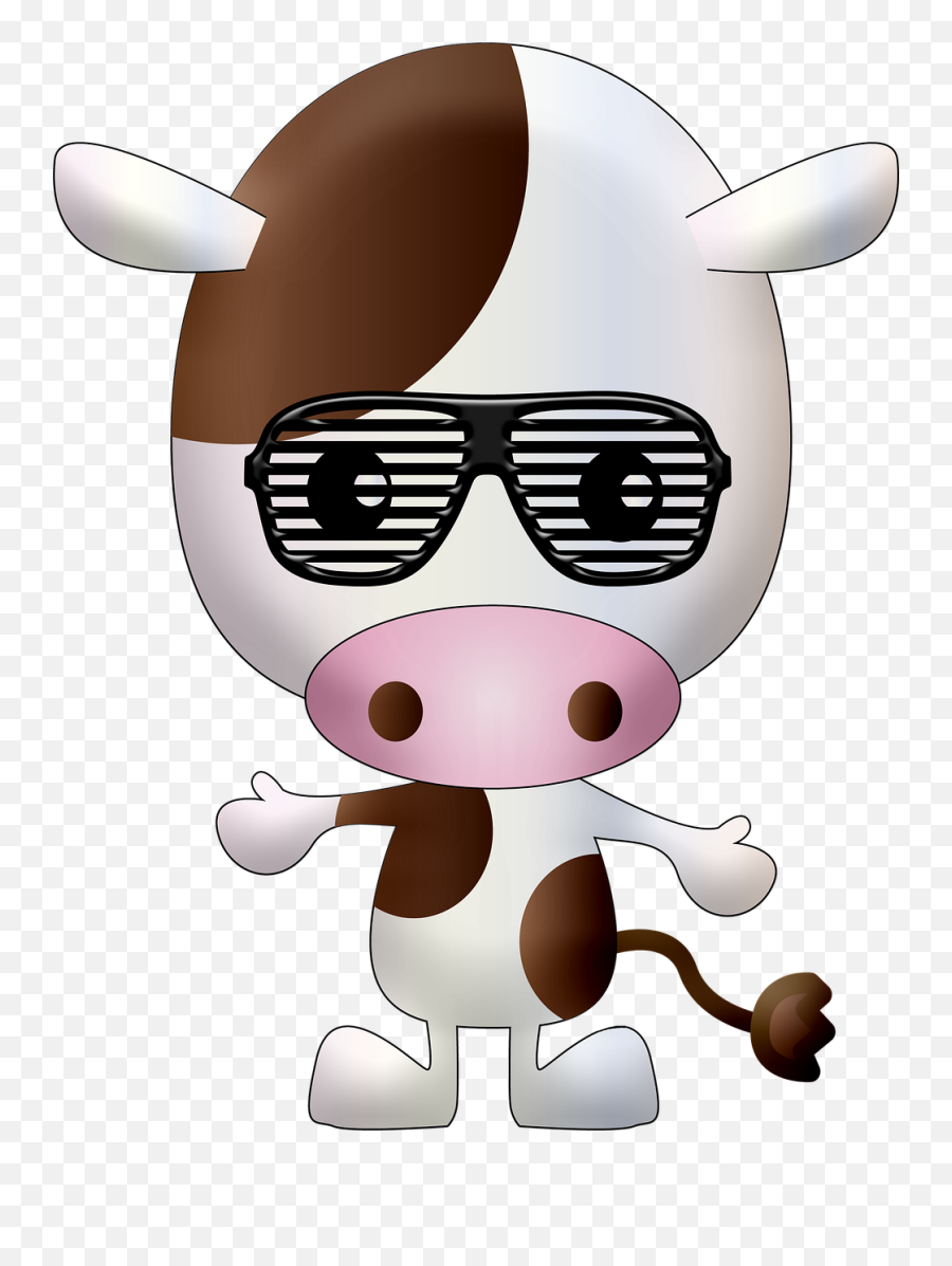 Free Photo Kawaii Animal Cow Chibi Sunglasses Cute Cartoon - Happy Emoji,Cow And Black Man Emoji