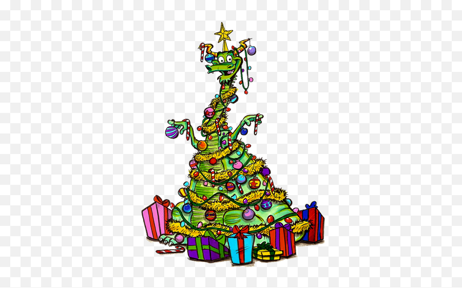 Dragon Laffs Getting Through The Day One Laff At A Time - Christmas Tree Dragon Fantasy Art Emoji,Boobs In Emoticon