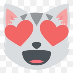Smiling Cat Face With Heart Shaped Eyes - Cat Heart Eyes Emoji Cat Face Png,Catface Emoticon