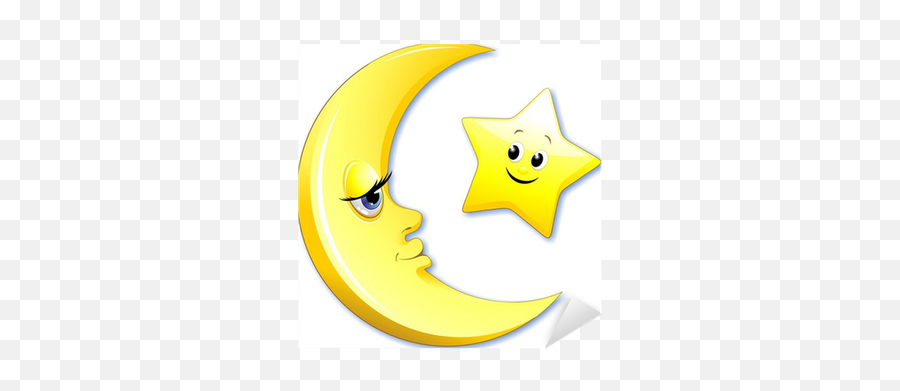 Luna E Stella Cartoon - Moon And Starvector Sticker U2022 Pixers Emoji,Crescent Star Emoticon