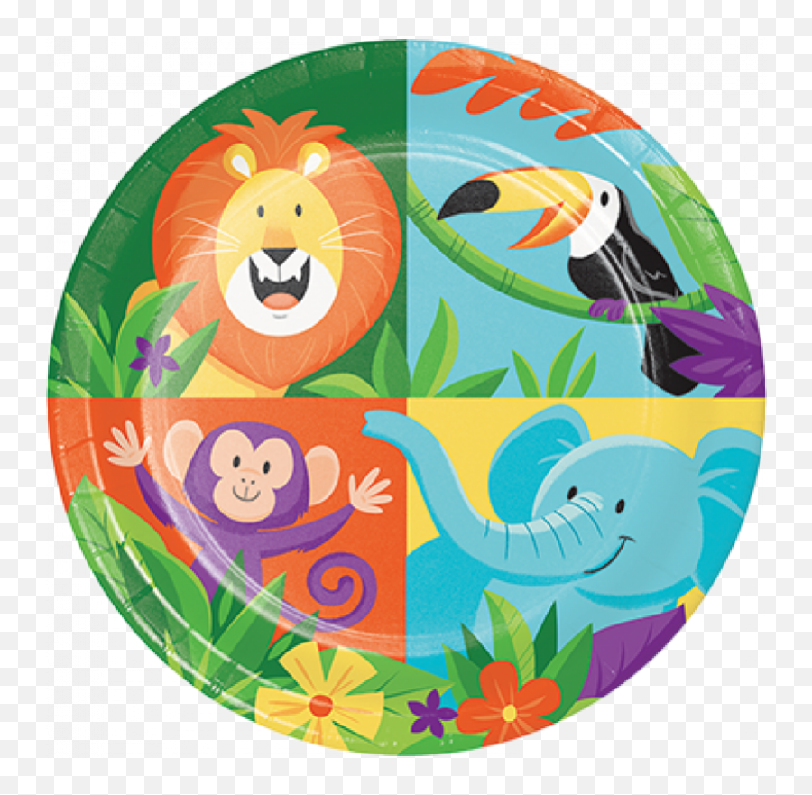 Jungle Safari Lunch Plates Paper 18cm Amscan Asia Pacific - Jungle Small Plates Party Emoji,Lunch Emoticons