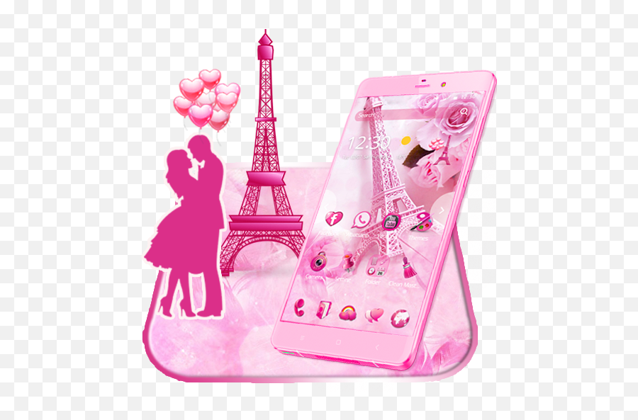 Pink Paris Love Theme Wallpaper - Pink Paris Love Theme Emoji,(parislove) Emoji