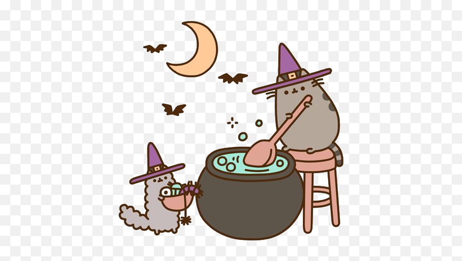 The Most Edited - Pusheen Gif Halloween Emoji,Witch Cauldron Emoticon