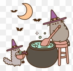 The Most Edited - Pusheen Gif Halloween Emoji,Witch Cauldron Emoticon