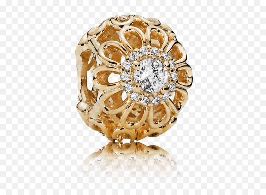 750836 Pandora 14k Gold Floral Brilliance Charm Clear Cz - Pandora 14k Gold Cz Charm Emoji,Emoji Bracelet Pandora Store