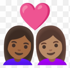 Couple With Heart Woman Woman Medium - Dark Skin Tone Emoji,Darkskin Emoji Shrugging