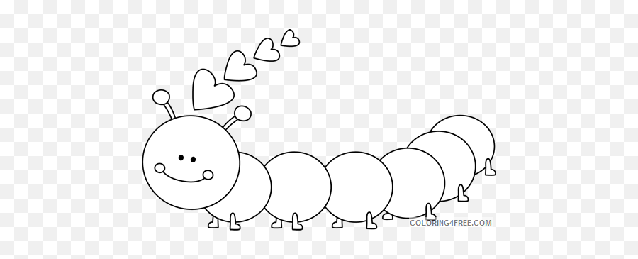 Black And White Caterpillar Coloring Pages Valentine S - Caterpillar Clipart Black And White Emoji,Caterpillar Emoji