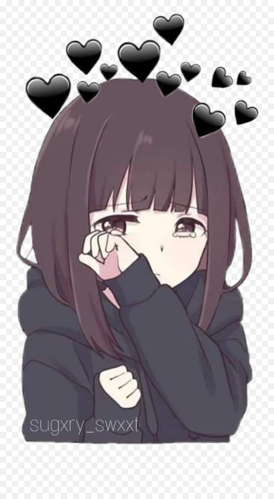 Cute Depressed Sad Girl Sticker - Sad Anime Girl Emoji,Sad Girl Emoji