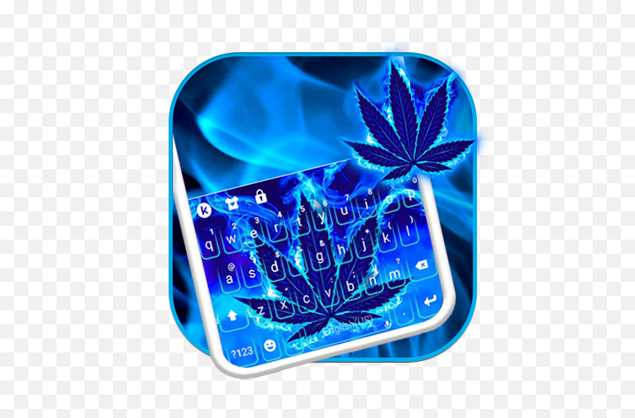 Blue Weed Glow Keyboard Theme - Hemp Emoji,Weed Emoji Android