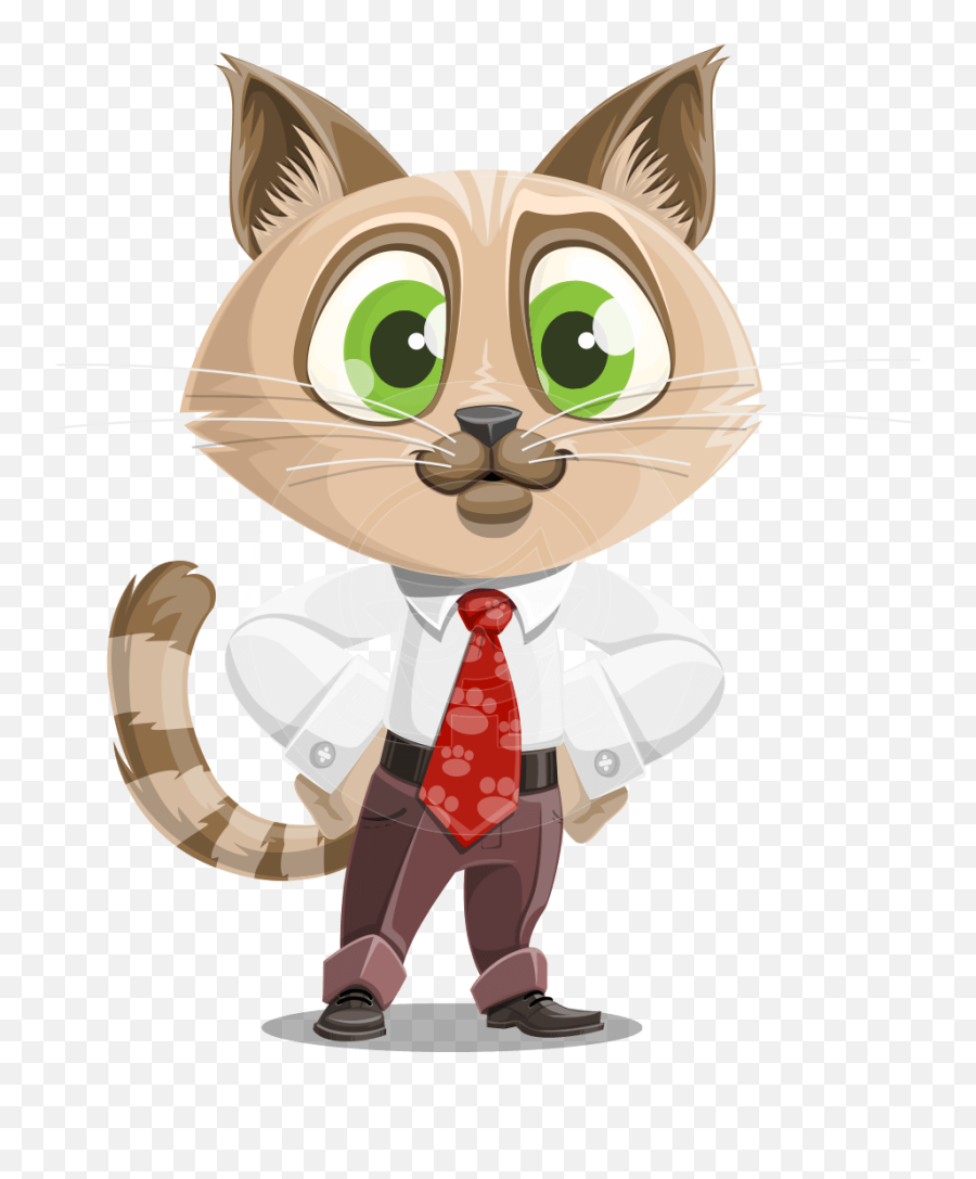 Business Cat Cartoon Vector Character Graphicmama - Cartoon Business Cat Emoji,Cat Emotions Chart