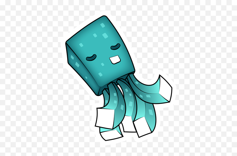 Minecraft Cute Squid Sticker - Sticker Mania Minecraft Stickers Emoji,Mine Turtle Text Emoticon