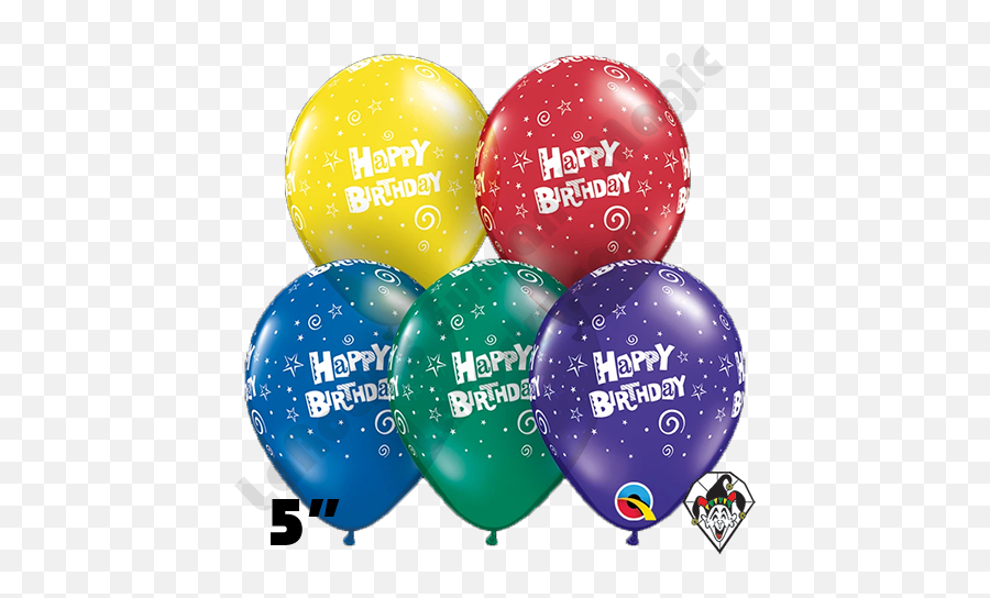 5 Inch Round Assortment Birthday Stars U0026 Swirls Balloon Qualatex 100ct Emoji,Emoji Color Swirls