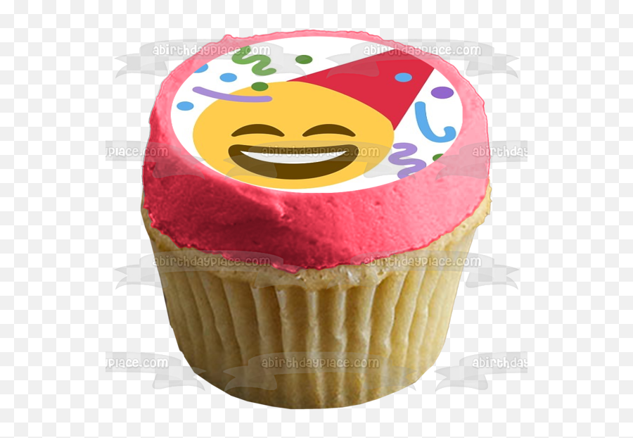 Party Hat Happy Emoji Streamers Edible - A Birthday Place,Muffin Emoji