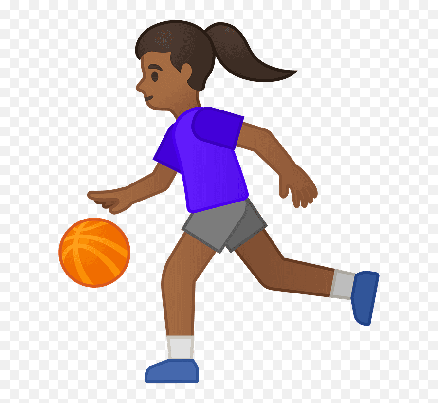 Woman Bouncing Ball Emoji Clipart - Niño Rebotando La Pelota,Basketball Emoji Transparent