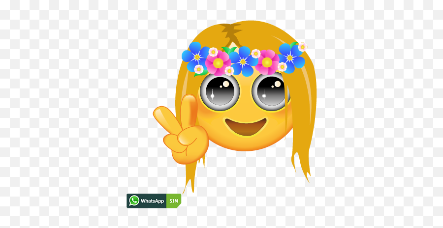 Urlaub Smiley Mit Blumenkranz Und Blonder Mähne Whatsapp - Smiley Urlaub Emoji,Blonde Emoticons