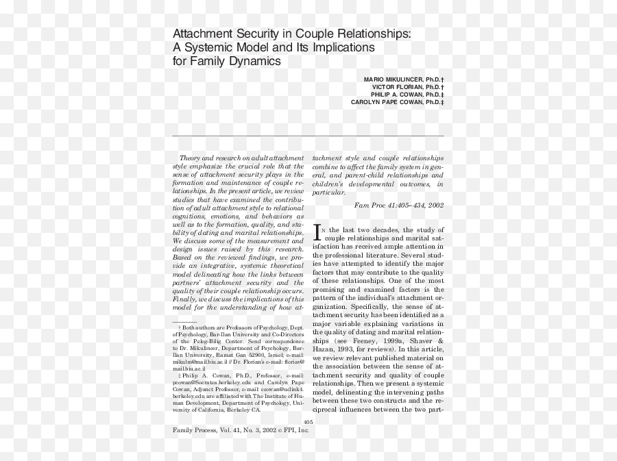 Attachment Security In Couple - Document Emoji,Tripartite Model Of The Impact Of The Family On Children’s Emotion Regu- Lation And Adjustment.