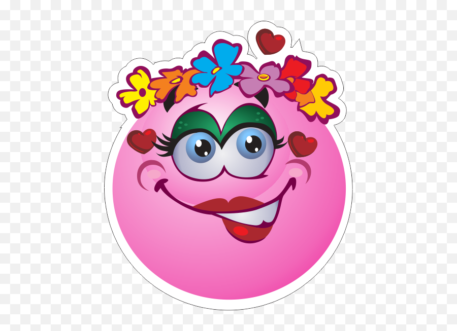 Flower Girl Emoji Decal - Happy,Emoji Wall Decals