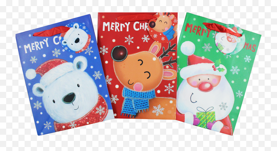 Gift Bag Small Christmas Characters 18 X 24 X 10cm 4 Assorted - For Holiday Emoji,Christmas Emoji Answers