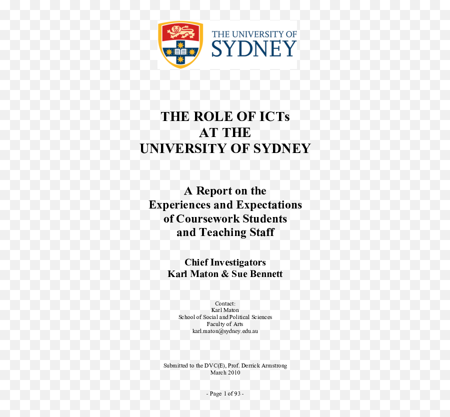 Pdf The Role Of Icts At The University Of Sydney A Report - University Of Sydney Emoji,Gtalk Emotions