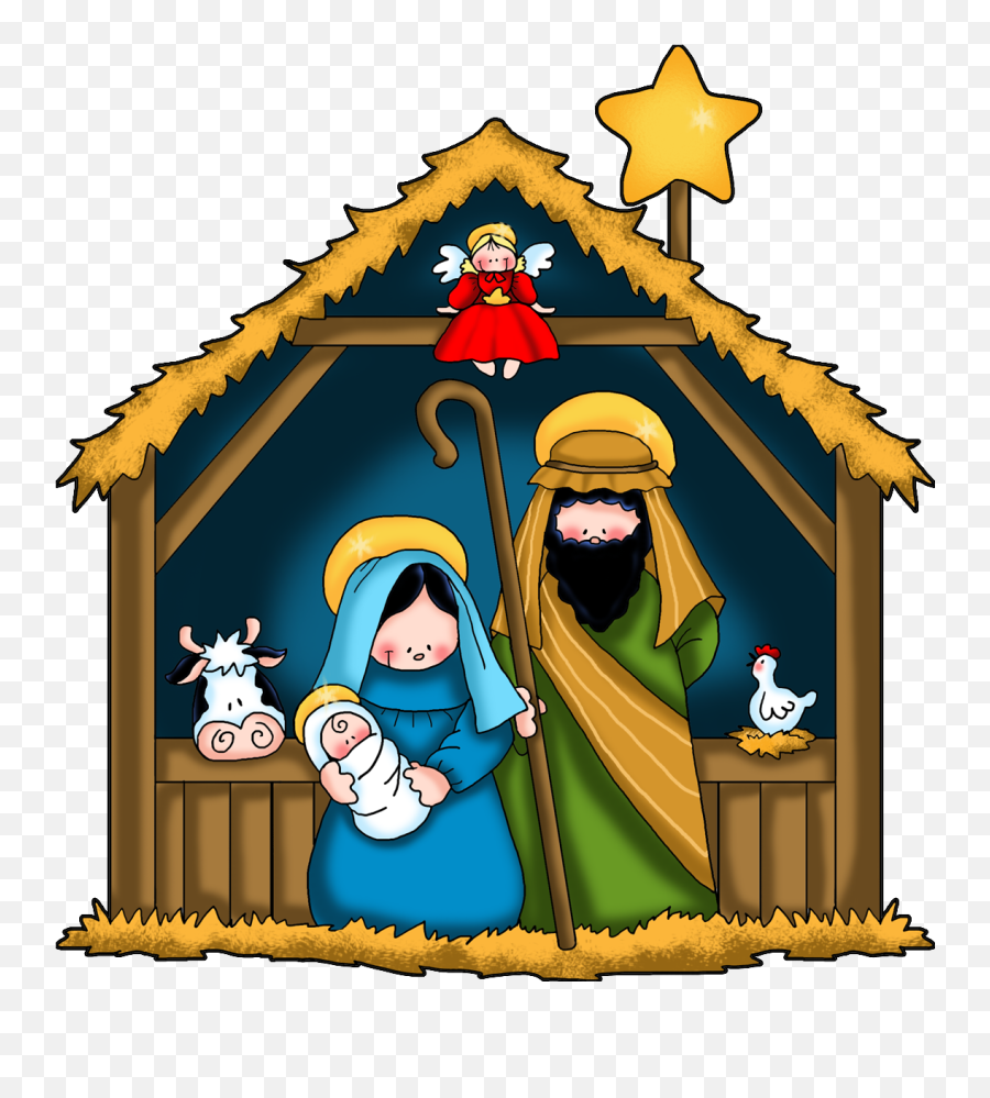 Nativity Clip Art Black And White Free - Nativity Clipart Emoji,Manger Emoji