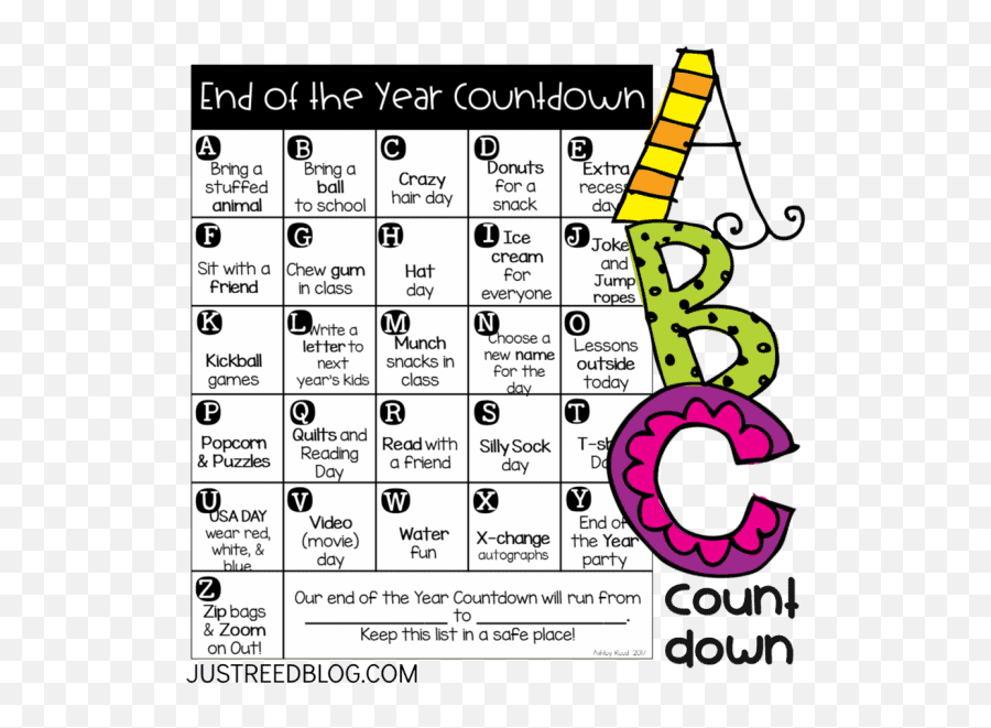 End Of The Year Countdowns Kids Will Love - End Of The Year Alphabet Countdown Emoji,Kite Emoji