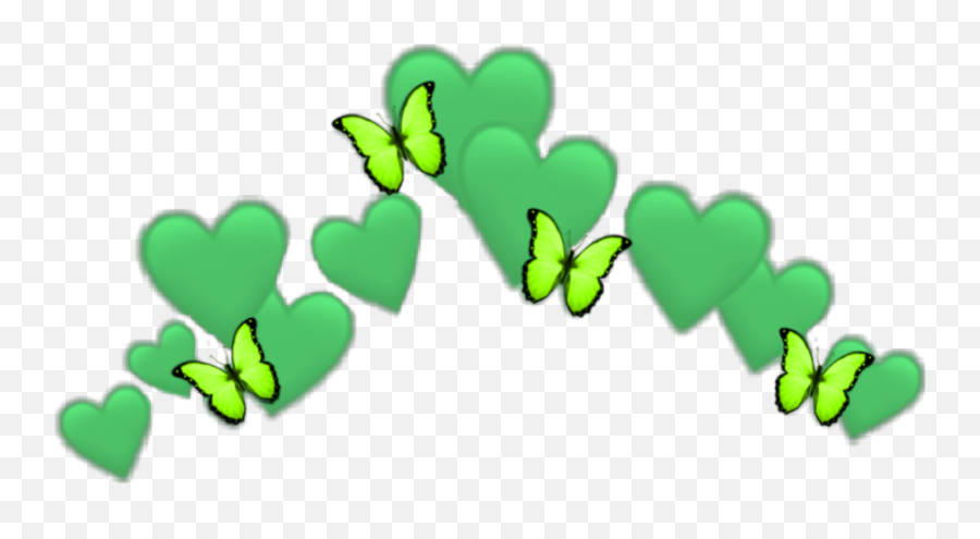 Heart Emoji Butterfly Green Crown - Green Emoji Heart Crown,Green Emoji