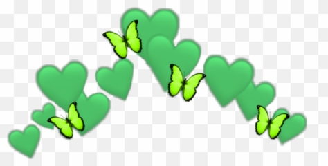 Heart Emoji Butterfly Green Crown - Green Emoji Heart Crown,Green Emoji