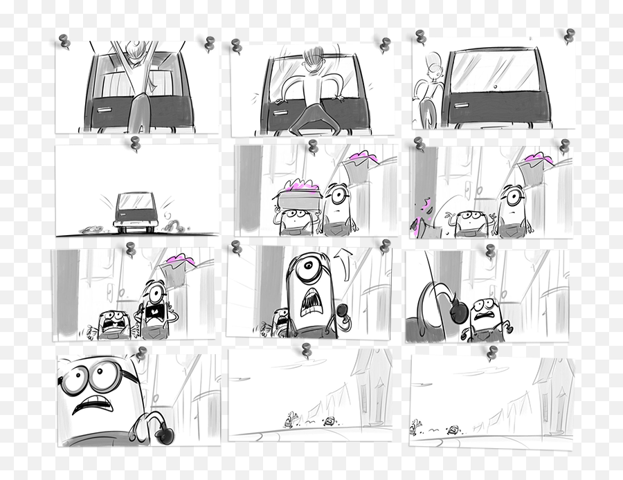 Despicable Me 2 Storyboards Animation Storyboard - Easy Story Board Drawing Emoji,Minions Emotion Png