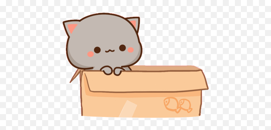 Cat Lovely - Cute Cartoon Cat In Box Emoji,Kitten Emoticon 28x28