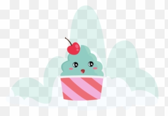 Cute Kawai Ice Cream Cup Graphic - Cake Decorating Supply Emoji,Ice Cream Emoticon Japanese