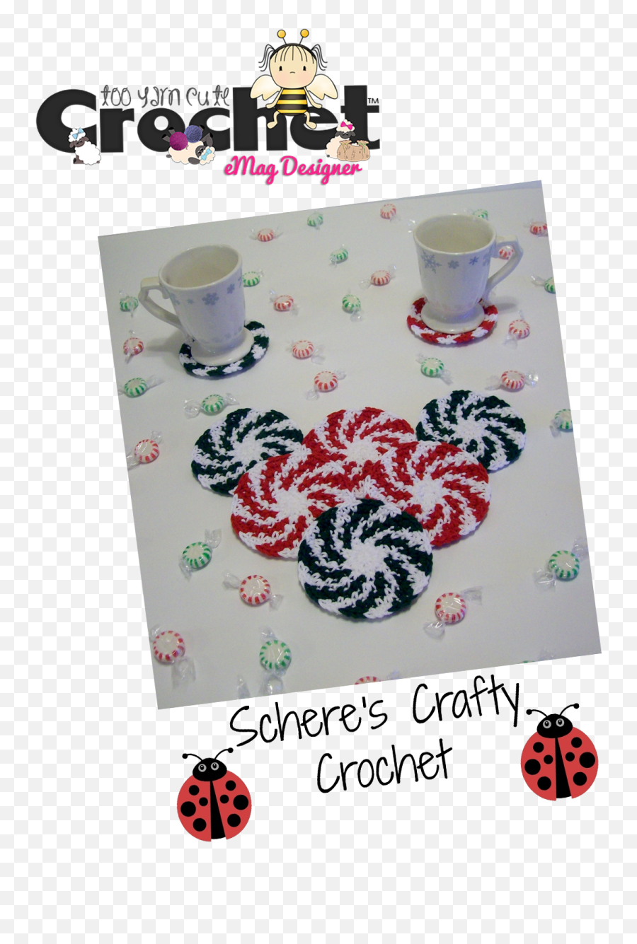Crochet Peppermint Coaster Png Image - Saucer Emoji,Christmas Tree Emoticon