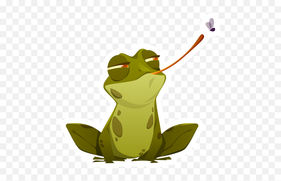 Cute Frog Catching A Fly Sticker - Sticker Mania Emoji,Frog Smile Get In Emoji