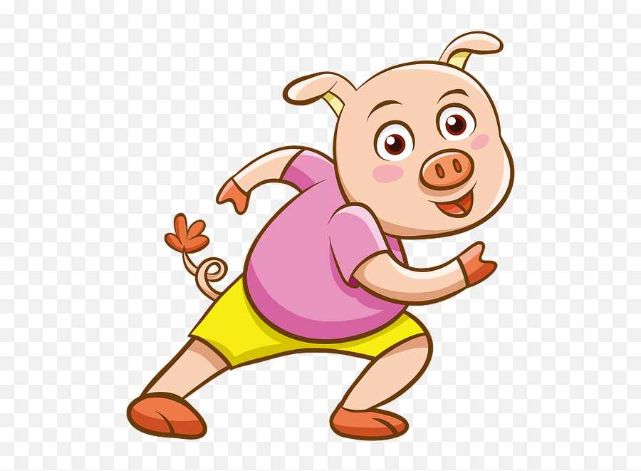 Free Photo Pink Pig Hand - Painted Cartoon Max Pixel Pig Running Png Emoji,Emotions Of Cartoons