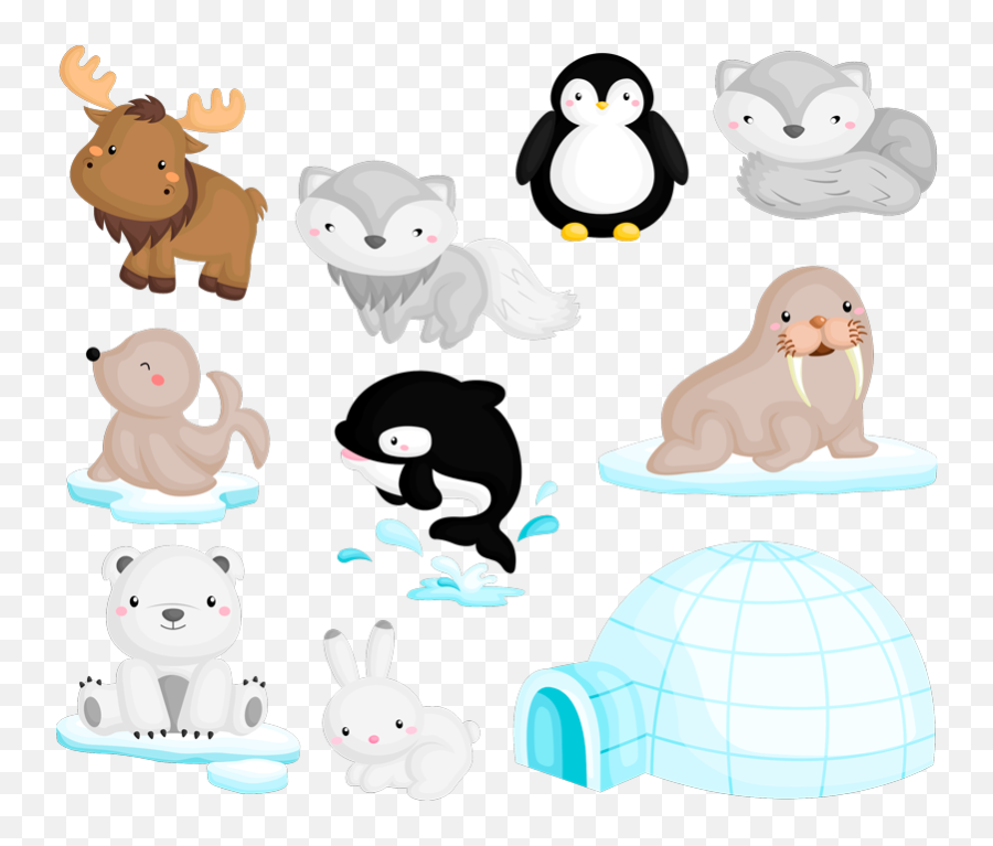 Arctic Wildlife Home Wall Sticker - Cute Arctic Animals Clipart Emoji,Emoji Wallpaper For Bedroom